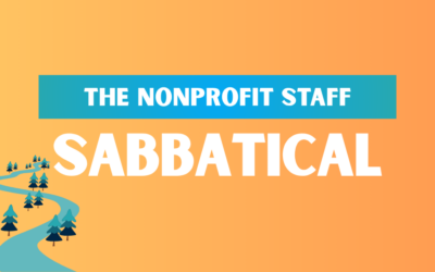 A winding river with trees on a golden yellow background; text reads The Nonprofit Sabbatical